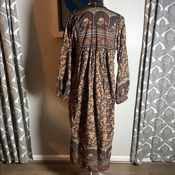 Vintage 100% Cotton Block Print Maxi Dress Made in India SZ Large - Picture 7 of 10